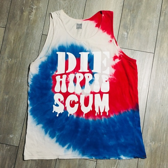 HUF Other - Mens Huf Die Hippie Scum Tie Dye Tee T-Shirt Tank Top Sz M Conservative Stoner
